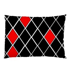 Elegant Black And White Red Diamonds Pattern Pillow Case