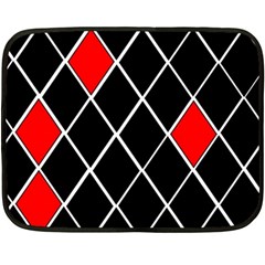 Elegant Black And White Red Diamonds Pattern Double Sided Fleece Blanket (mini) 