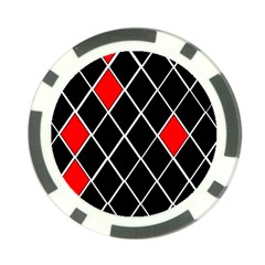 Elegant Black And White Red Diamonds Pattern Poker Chip Card Guards (10 Pack)  by yoursparklingshop