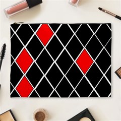 Elegant Black And White Red Diamonds Pattern Cosmetic Bag (xl)