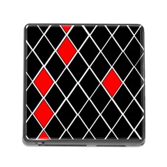 Elegant Black And White Red Diamonds Pattern Memory Card Reader (square)