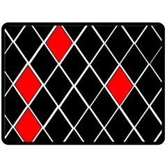 Elegant Black And White Red Diamonds Pattern Fleece Blanket (large) 