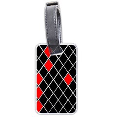 Elegant Black And White Red Diamonds Pattern Luggage Tags (one Side)  by yoursparklingshop