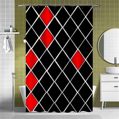 Elegant Black And White Red Diamonds Pattern Shower Curtain 48  X 72  (small) 