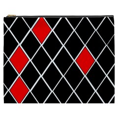 Elegant Black And White Red Diamonds Pattern Cosmetic Bag (xxxl)  by yoursparklingshop