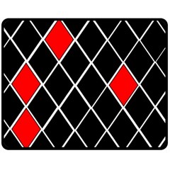 Elegant Black And White Red Diamonds Pattern Double Sided Fleece Blanket (medium) 