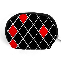 Elegant Black And White Red Diamonds Pattern Accessory Pouches (medium)  by yoursparklingshop