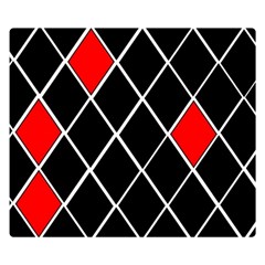 Elegant Black And White Red Diamonds Pattern Double Sided Flano Blanket (small) 