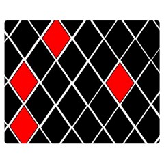 Elegant Black And White Red Diamonds Pattern Double Sided Flano Blanket (medium)  by yoursparklingshop