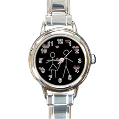 Couple In Love Round Italian Charm Watch by Valentinaart