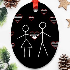 Couple In Love Oval Ornament (two Sides)