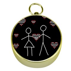 Couple In Love Gold Compasses by Valentinaart