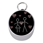 Couple in love Mini Silver Compasses Front