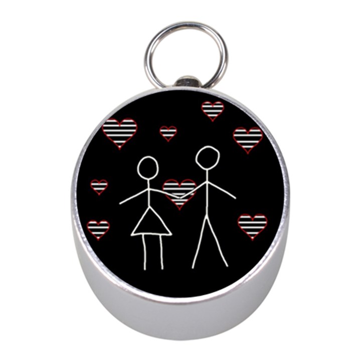 Couple in love Mini Silver Compasses