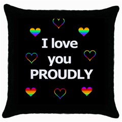 Proudly Love Throw Pillow Case (black)