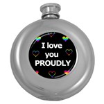 Proudly love Round Hip Flask (5 oz) Front