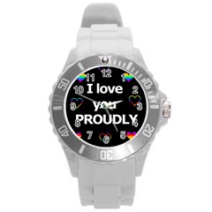 Proudly Love Round Plastic Sport Watch (l) by Valentinaart