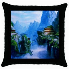 Fantasy Nature Throw Pillow Case (black) by Brittlevirginclothing