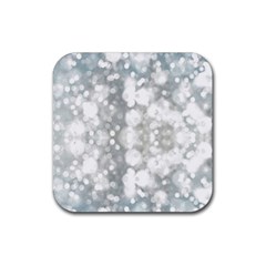 Light Circles, Watercolor Art Painting Rubber Coaster (square)  by picsaspassion