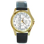 Light Circles, watercolor art painting Round Gold Metal Watch Front