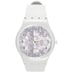 Light Circles, Rouge Aquarel Painting Round Plastic Sport Watch (m)