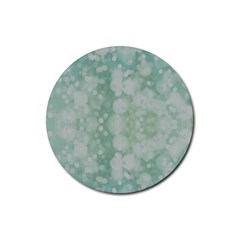 Light Circles, Mint Green Color Rubber Round Coaster (4 Pack) 