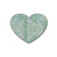 Light Circles, Mint Green Color Rubber Coaster (heart)  by picsaspassion