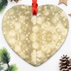 Light Circles, Brown Yellow Color Heart Ornament (2 Sides) by picsaspassion