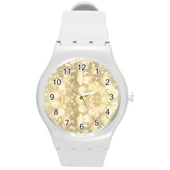 Light Circles, Brown Yellow Color Round Plastic Sport Watch (m)