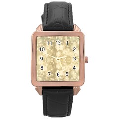 Light Circles, Brown Yellow Color Rose Gold Leather Watch 