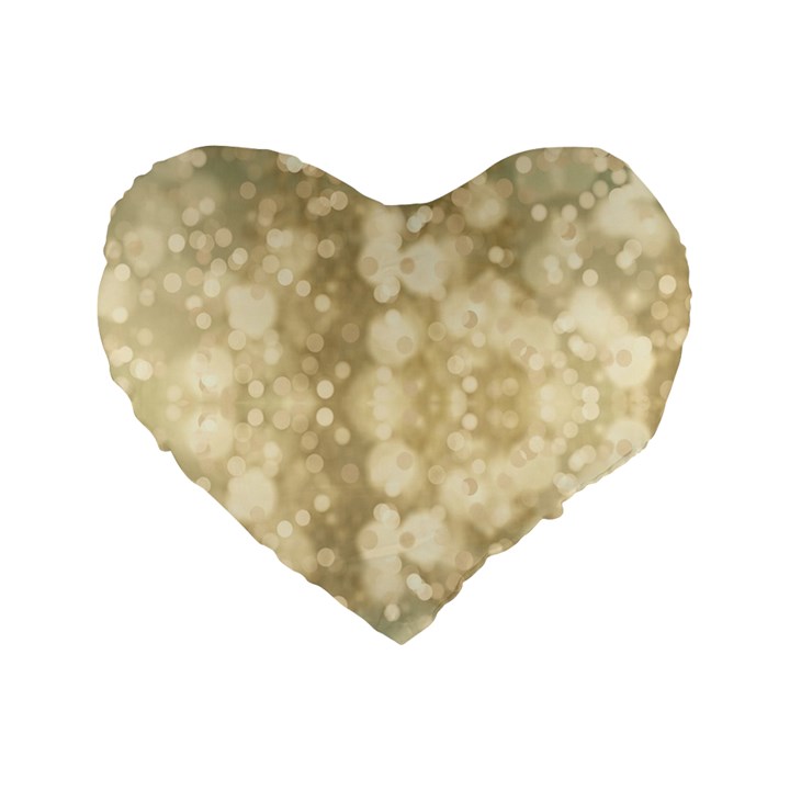 Light Circles, Brown Yellow color Standard 16  Premium Flano Heart Shape Cushions