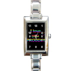 I Love You Proudly Rectangle Italian Charm Watch by Valentinaart