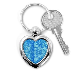 Light Circles, Dark And Light Blue Color Key Chains (heart) 