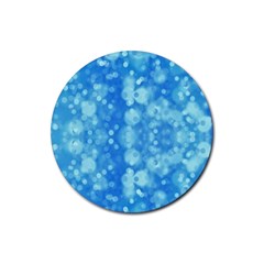 Light Circles, Dark And Light Blue Color Rubber Round Coaster (4 Pack)  by picsaspassion