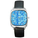 Light Circles, dark and light blue color Square Metal Watch Front