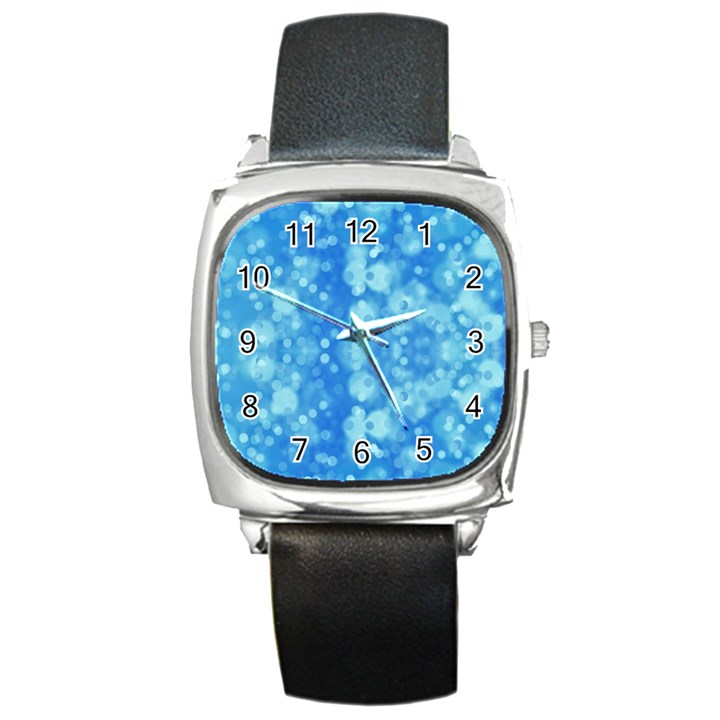 Light Circles, dark and light blue color Square Metal Watch