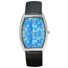 Light Circles, Dark And Light Blue Color Barrel Style Metal Watch by picsaspassion