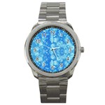 Light Circles, dark and light blue color Sport Metal Watch Front