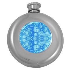 Light Circles, Dark And Light Blue Color Round Hip Flask (5 Oz) by picsaspassion