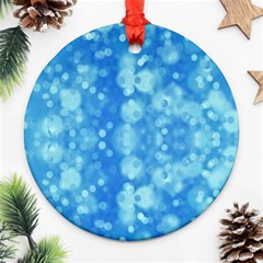 Light Circles, Dark And Light Blue Color Round Ornament (two Sides) 