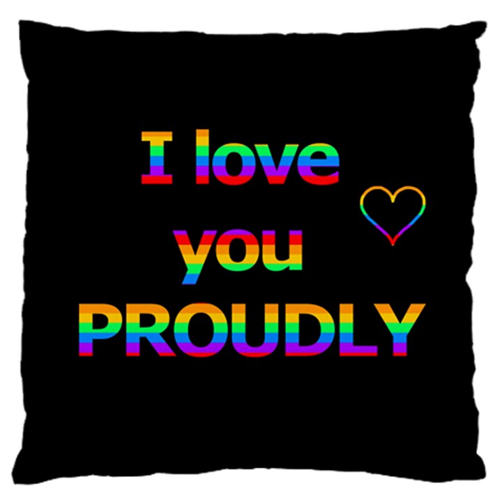 I love you proudly Large Flano Cushion Case (One Side)