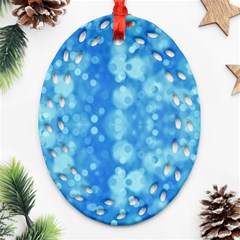 Light Circles, Dark And Light Blue Color Ornament (oval Filigree)  by picsaspassion