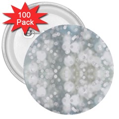 Light Circles, Blue Gray White Colors 3  Buttons (100 Pack) 