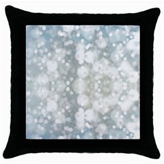 Light Circles, Blue Gray White Colors Throw Pillow Case (black) by picsaspassion