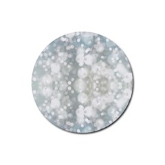 Light Circles, Blue Gray White Colors Rubber Round Coaster (4 Pack) 