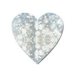 Light Circles, Blue Gray White Colors Heart Magnet