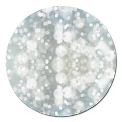 Light Circles, Blue Gray White Colors Magnet 5  (round)