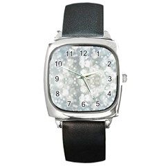 Light Circles, Blue Gray White Colors Square Metal Watch