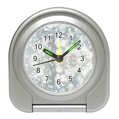 Light Circles, Blue Gray White Colors Travel Alarm Clocks by picsaspassion