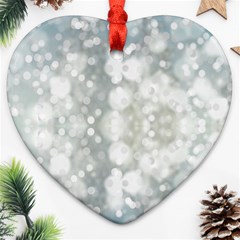 Light Circles, Blue Gray White Colors Heart Ornament (2 Sides)